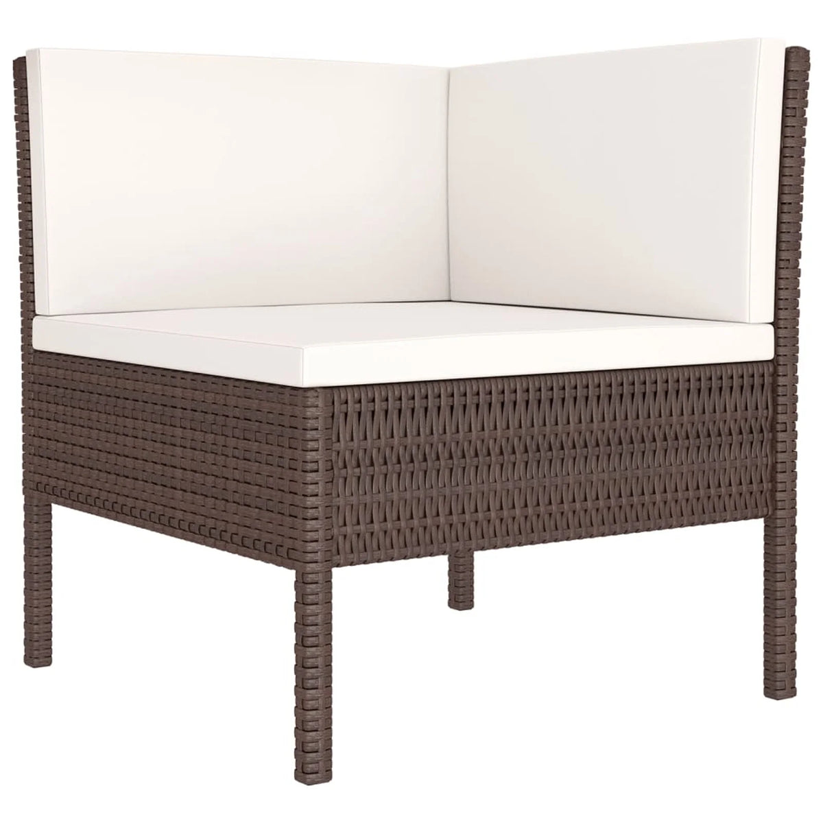 9 Piece Cream White Cushion Brown Poly Rattan Patio Lounge Set J24917