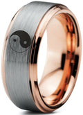 Tungsten Yin-Yang Band Ring 8mm Brushed Polished Size 7.5 X874