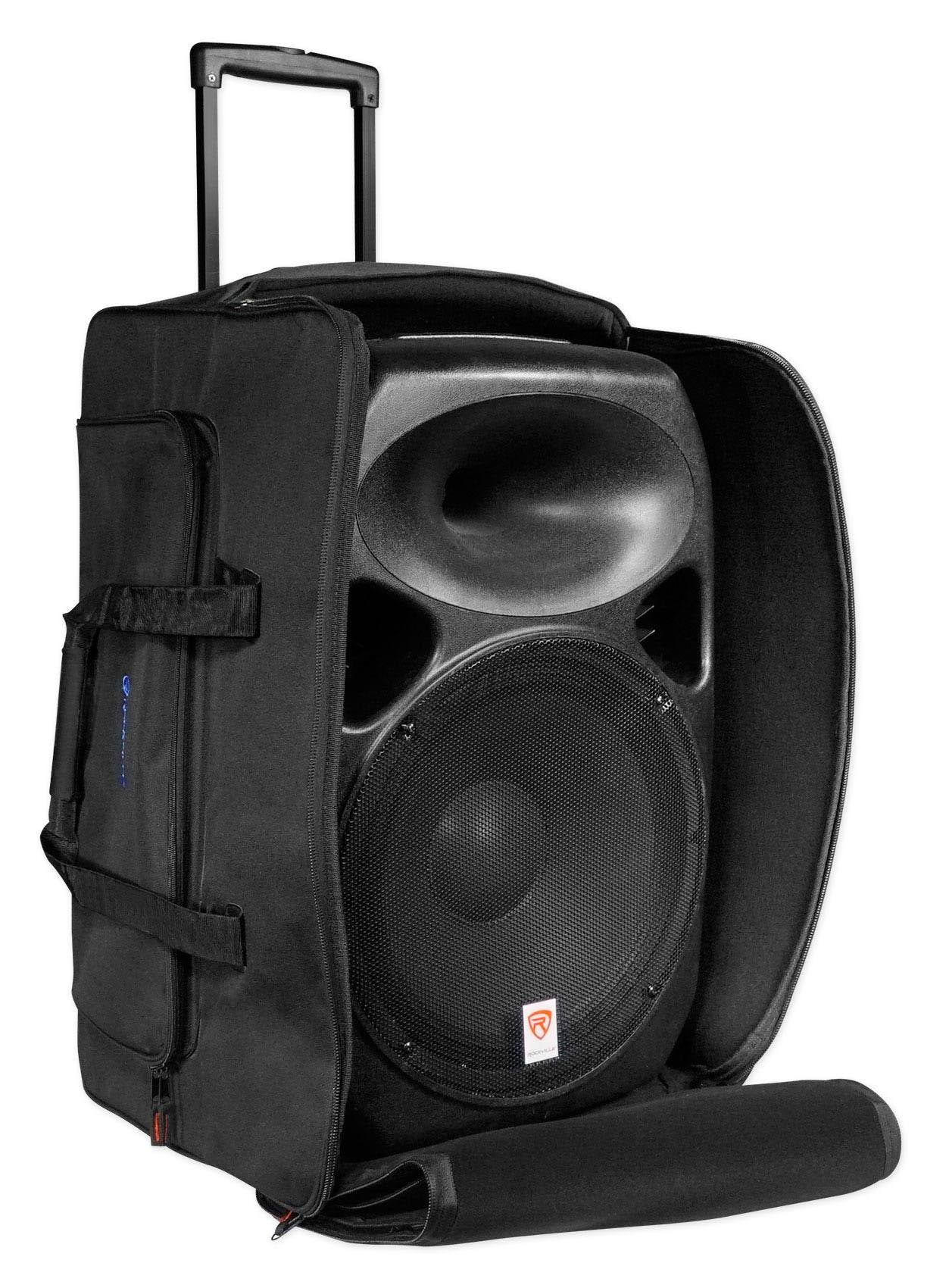 Rockville Rolling Travel Case Speaker Bag with Handle and Wheels G7579