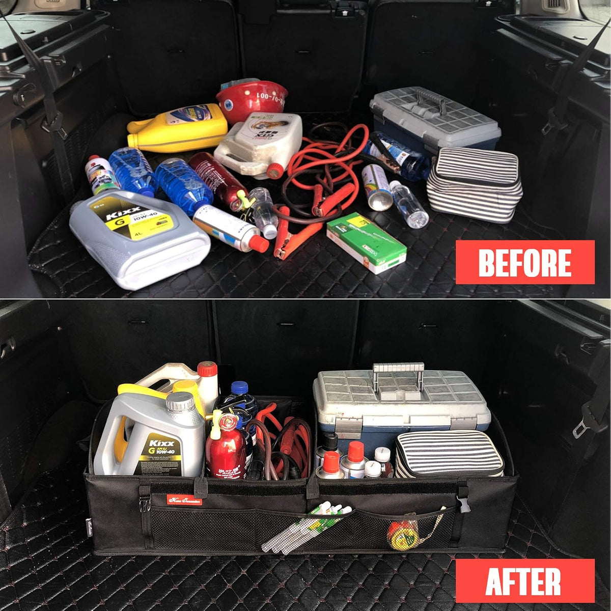 4 Compartment Foldable Car Trunk Organizer B884190