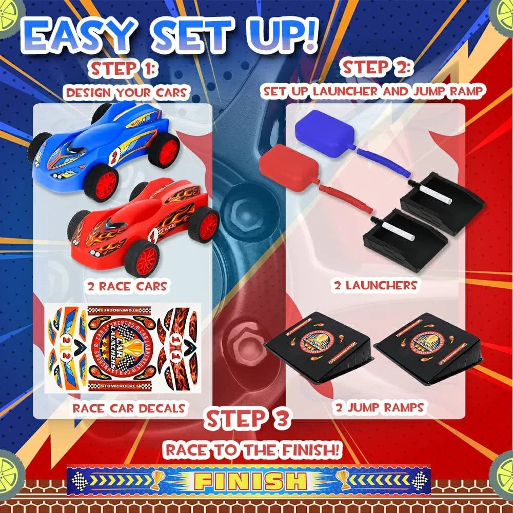 Air Powered Toy Car Launchers with Ramp and Finish Line P8941