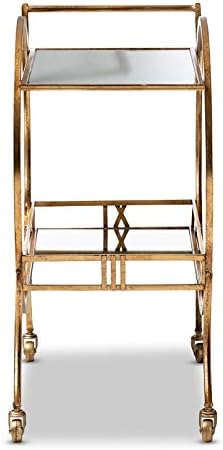 Antique Gold Finished 2-Tier Mobile Bar Cart L473457