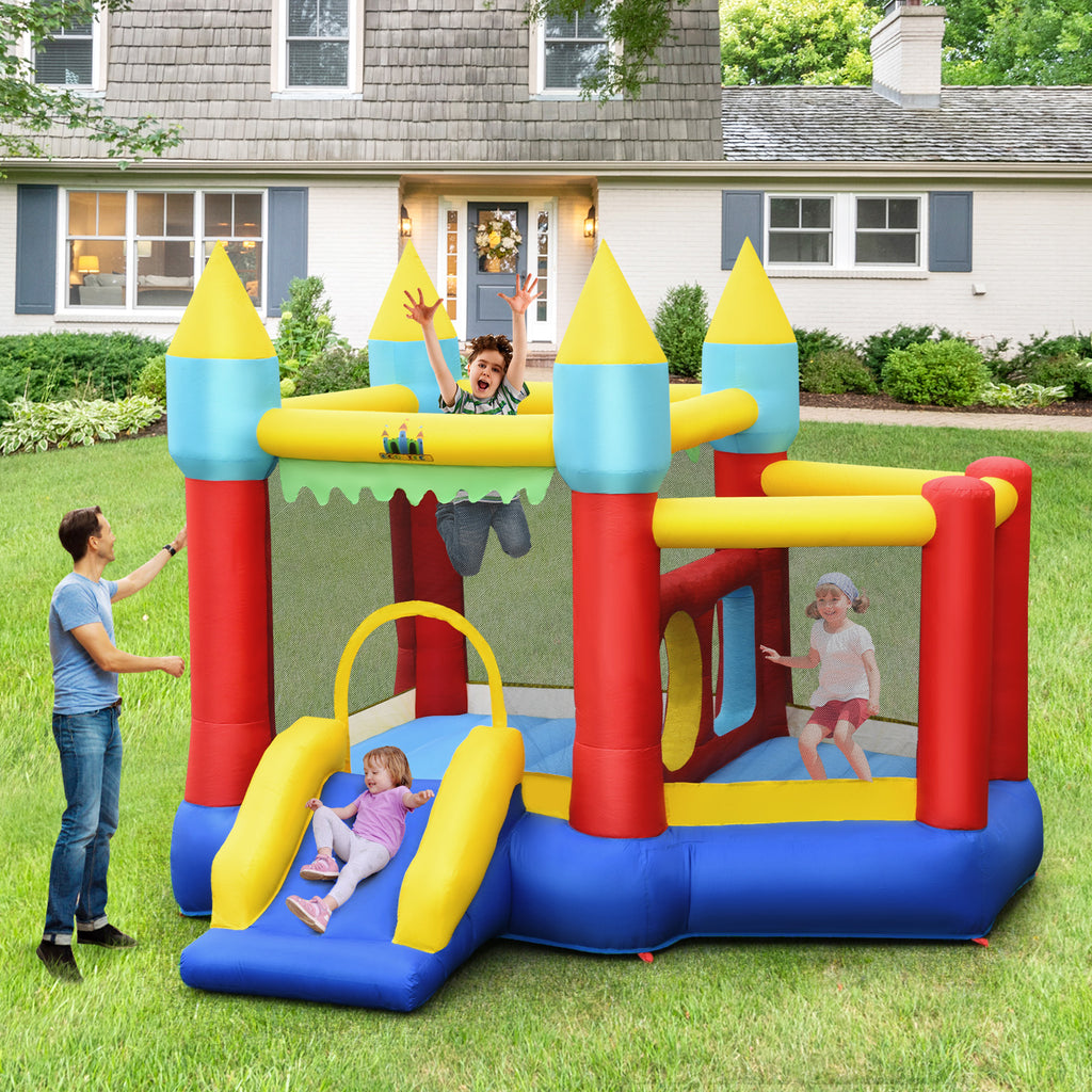 Inflatable Bounce House Slide with Tunnels Ball Pit and 480W Blower H9300