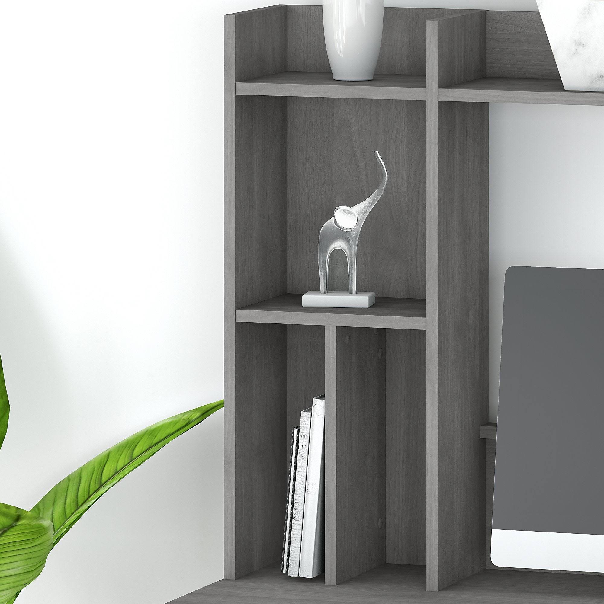 Modern Gray L-Shaped Desk with Hutch M46199
