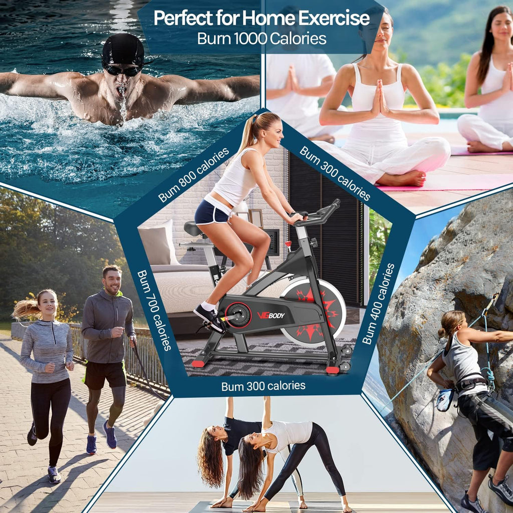 Exercise Bike Indoor Cycling Bike Adjustable Stationary Bicycle Upright Bike V60226