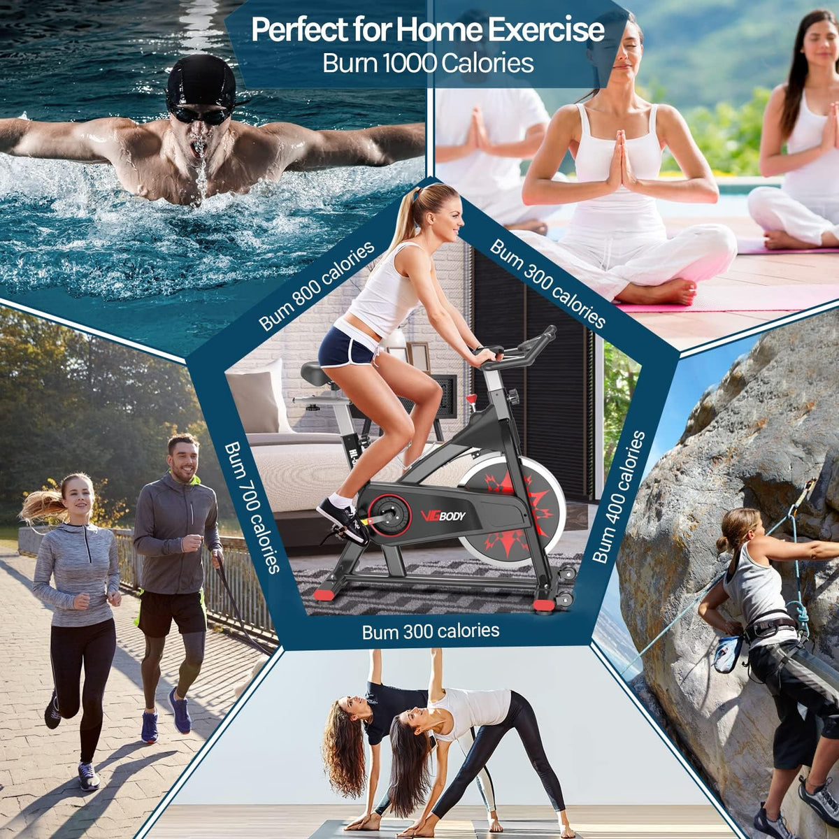 Exercise Bike Indoor Cycling Bike Adjustable Stationary Bicycle Upright Bike V60226
