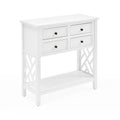 White Wood Console Table with 4-Drawers S685