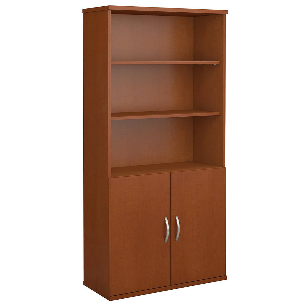 5 Shelf Bookcase with Doors in Auburn Maple J851