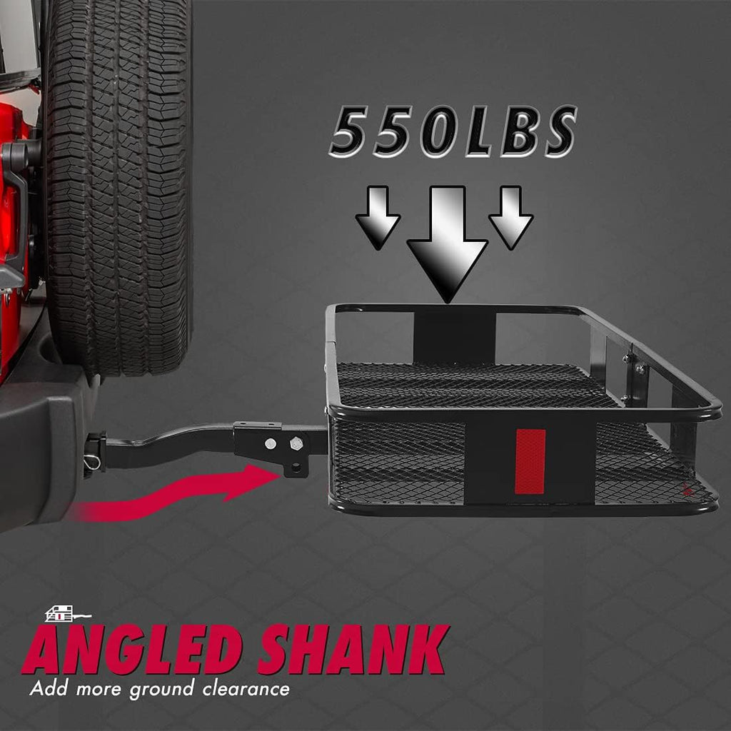 Hitch Mount Folding Cargo Carrier with Trailer Hitch Lock, Stabilizer, Net and Straps A45623