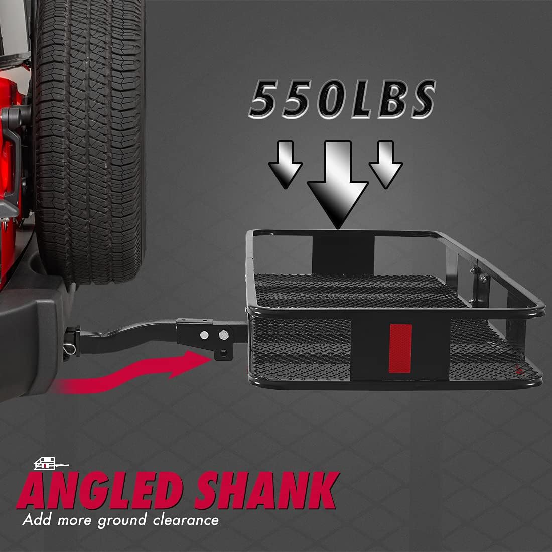 Hitch Mount Folding Cargo Carrier with Trailer Hitch Lock, Stabilizer, Net and Straps A45623
