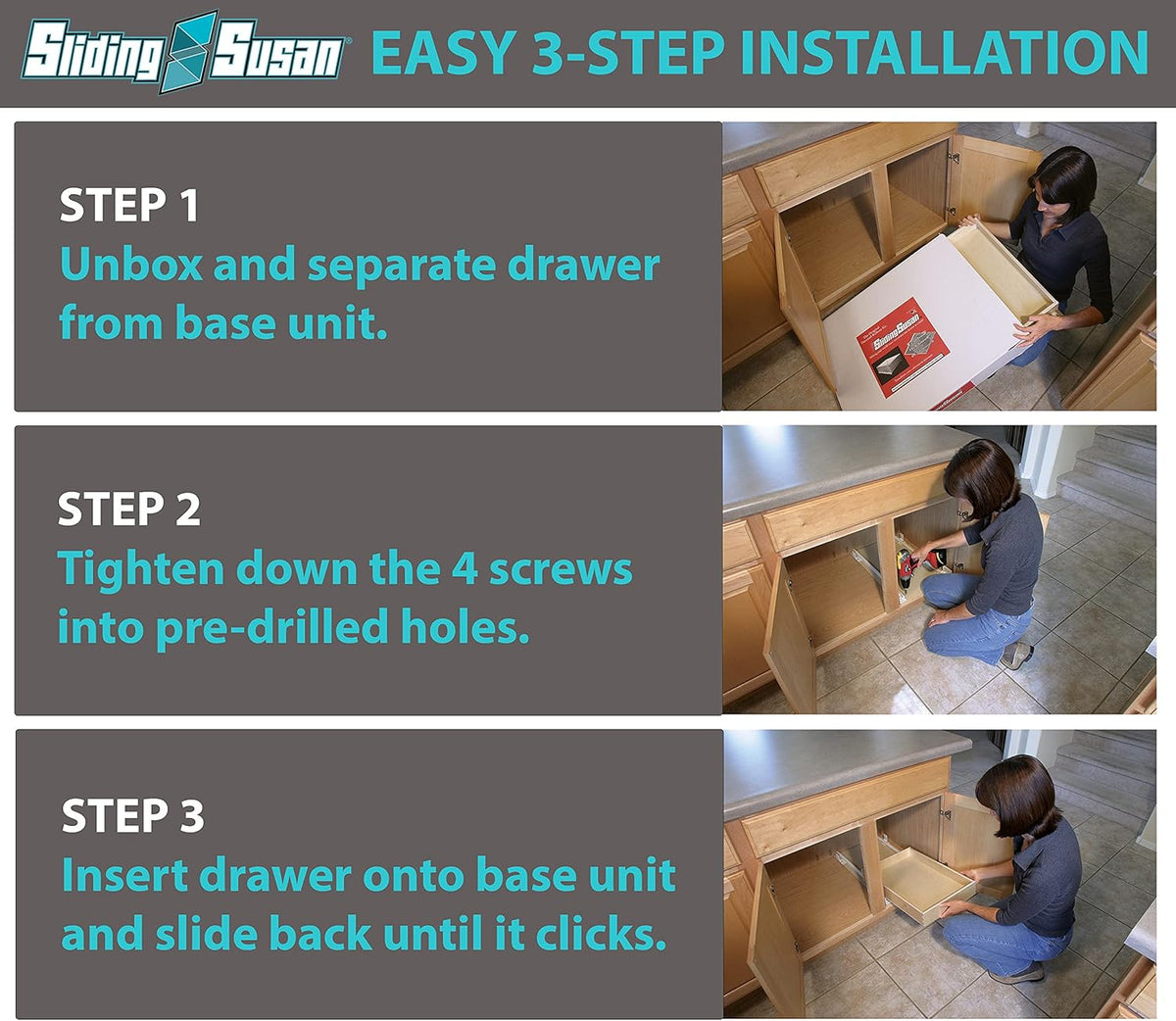 Sliding Susan Pull Out Cabinet Organizer, 14 x 21 P5413