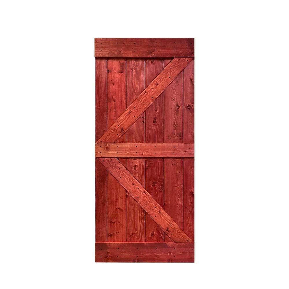 Sage Green Stained Solid Pine Wood Interior Sliding Barn Door Slab N194275