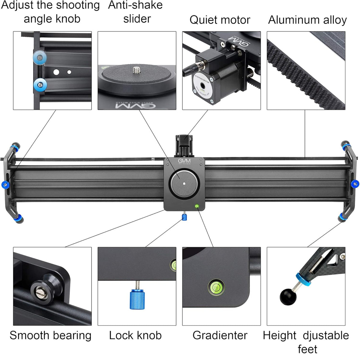 Motorized Camera Slider, 31 Aluminum Alloy Track Dolly Rail C77036
