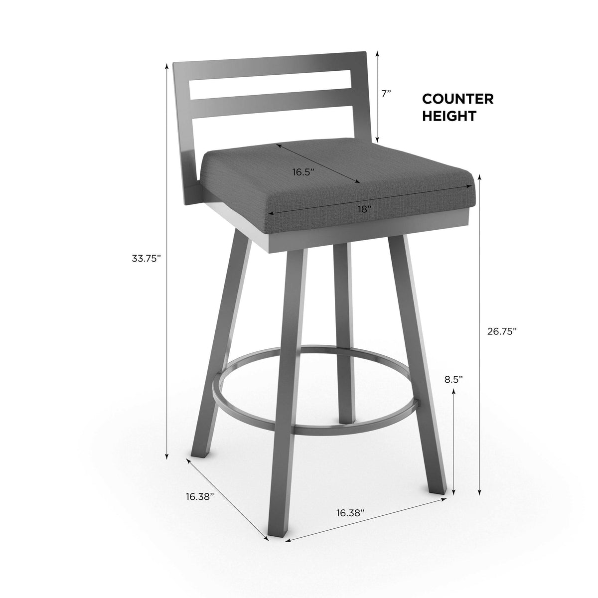 Black Faux Leather Swivel Counter Stool P804704