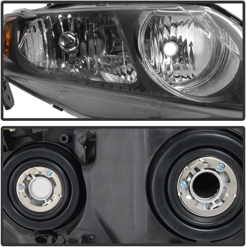 Black Housing Headlights for 2006-2011 Honda Civic 4-Door Sedan S196