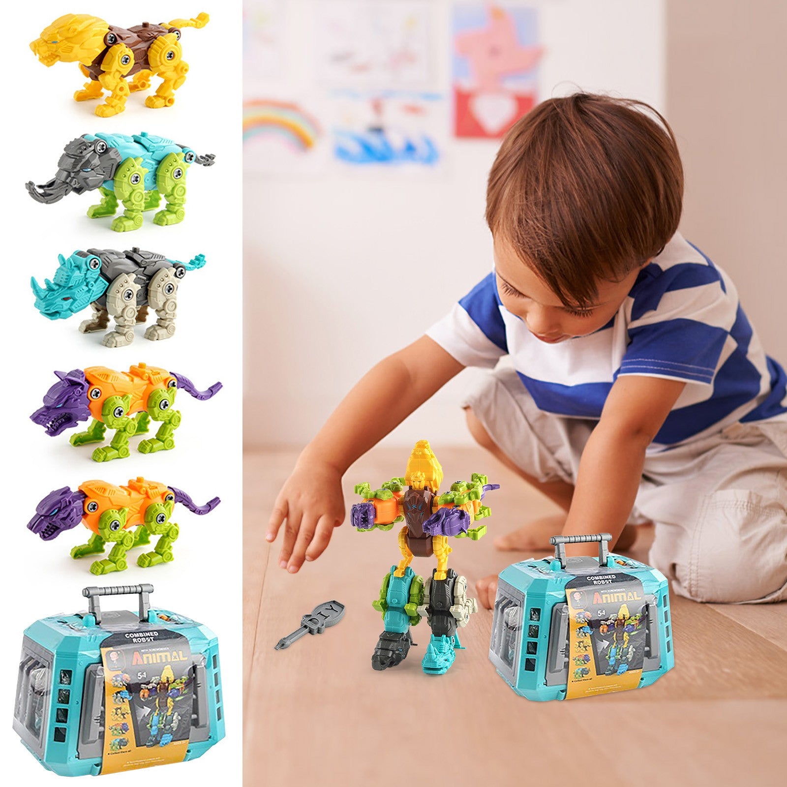 Take Animals Toys Learning Educational Toy Building Sets With Manual Drill And 5 Animals S7493