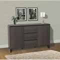 Oak Gray Wood Buffet Server Cabinet Console Table with 3 Storage Drawers W2436