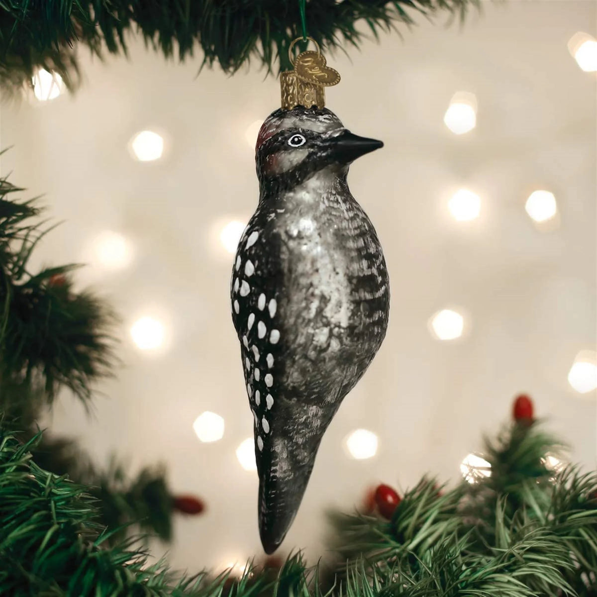 Vintage Hairy Woodpecker Ornament V143