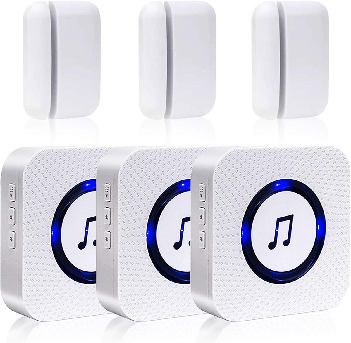 Wireless Door Open Chime with 55 Chimes 5 Adjustable Volume Mute Mode, 3 Receiver 3 Magnetic Door Window Sensor, Pack of 2 G898001
