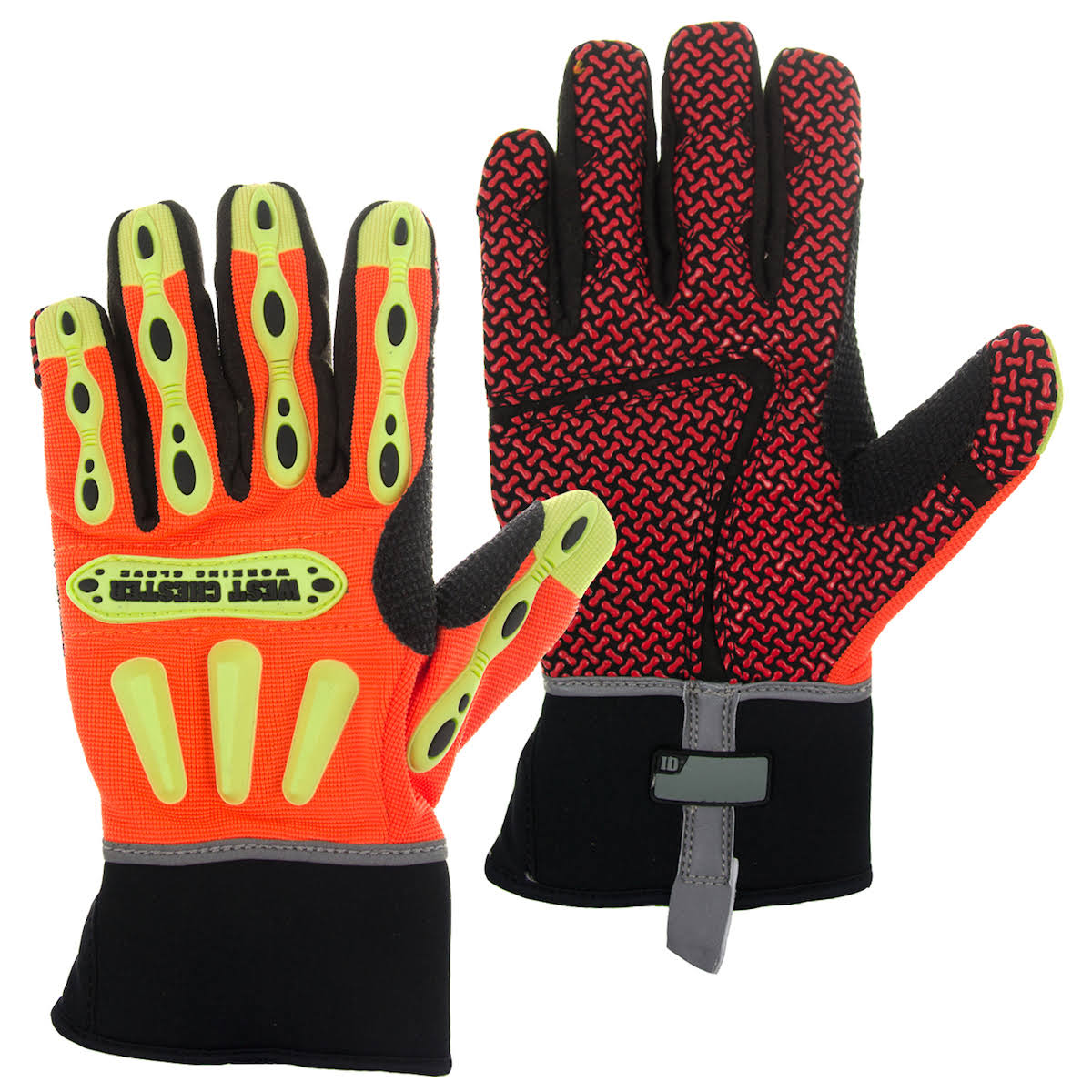 Orange Safety Cut Gloves with Long Neoprene Cuff Q534408
