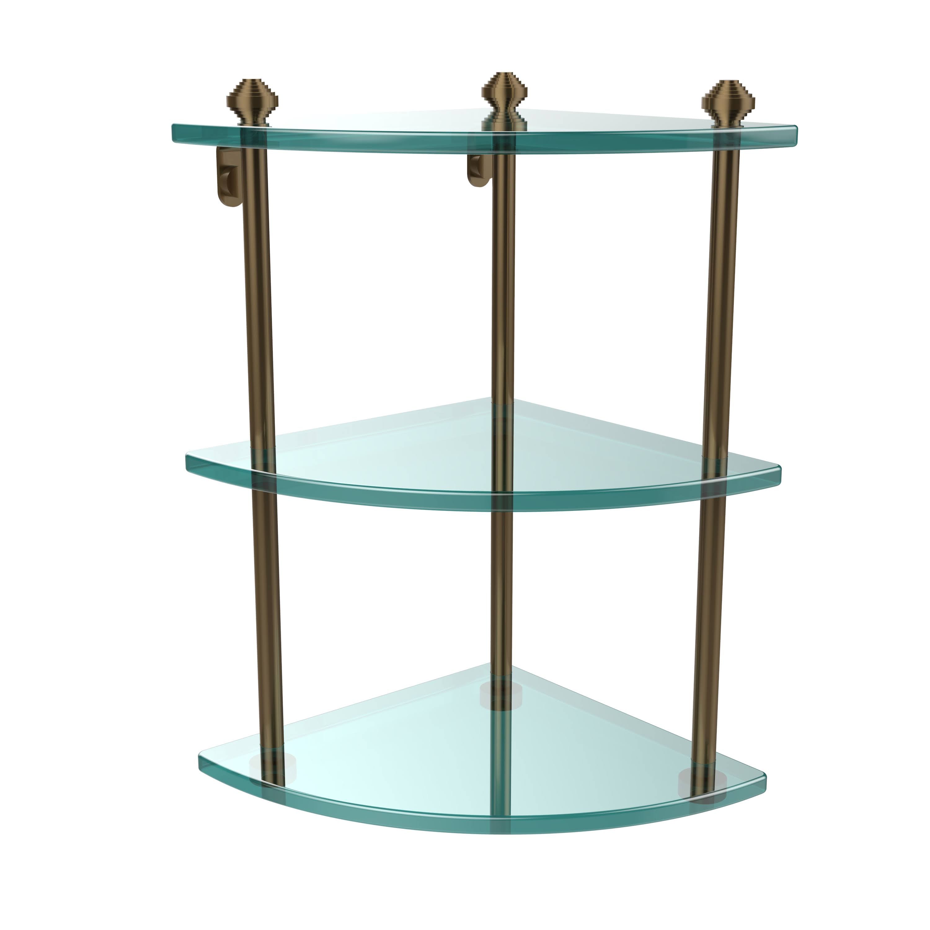 Three Tier Corner Glass Shelf - Brushed Bronze C33206
