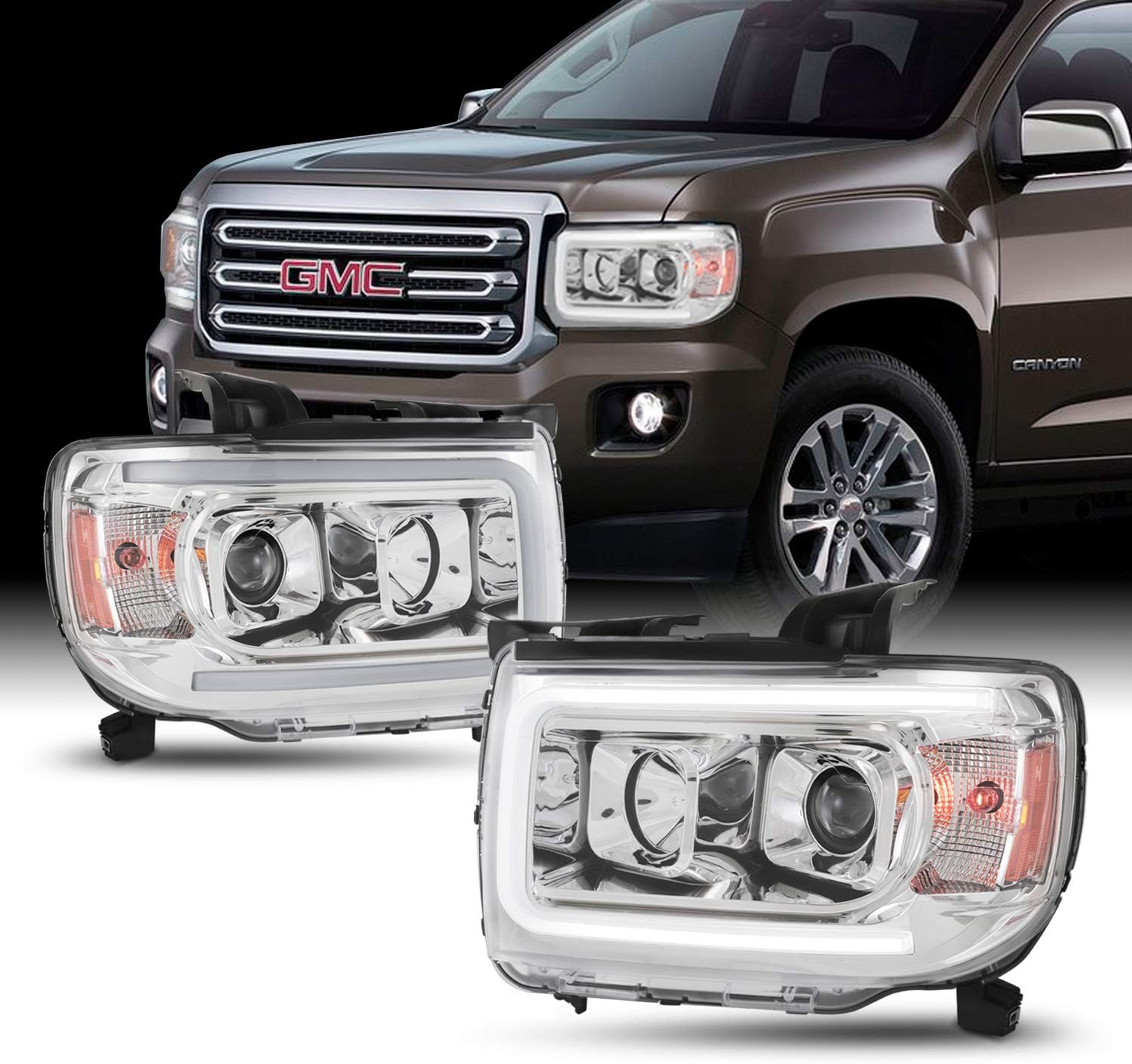 Chrome Housing LED Projector Headlights for GMC Canyon D41237