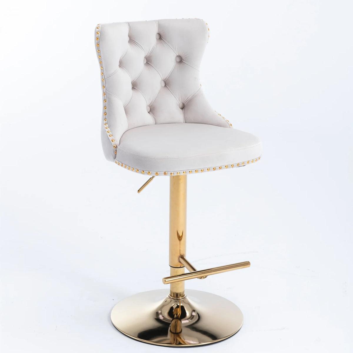 Beige Velvet Swivel Bar Stools Set of 2 with Back G453420
