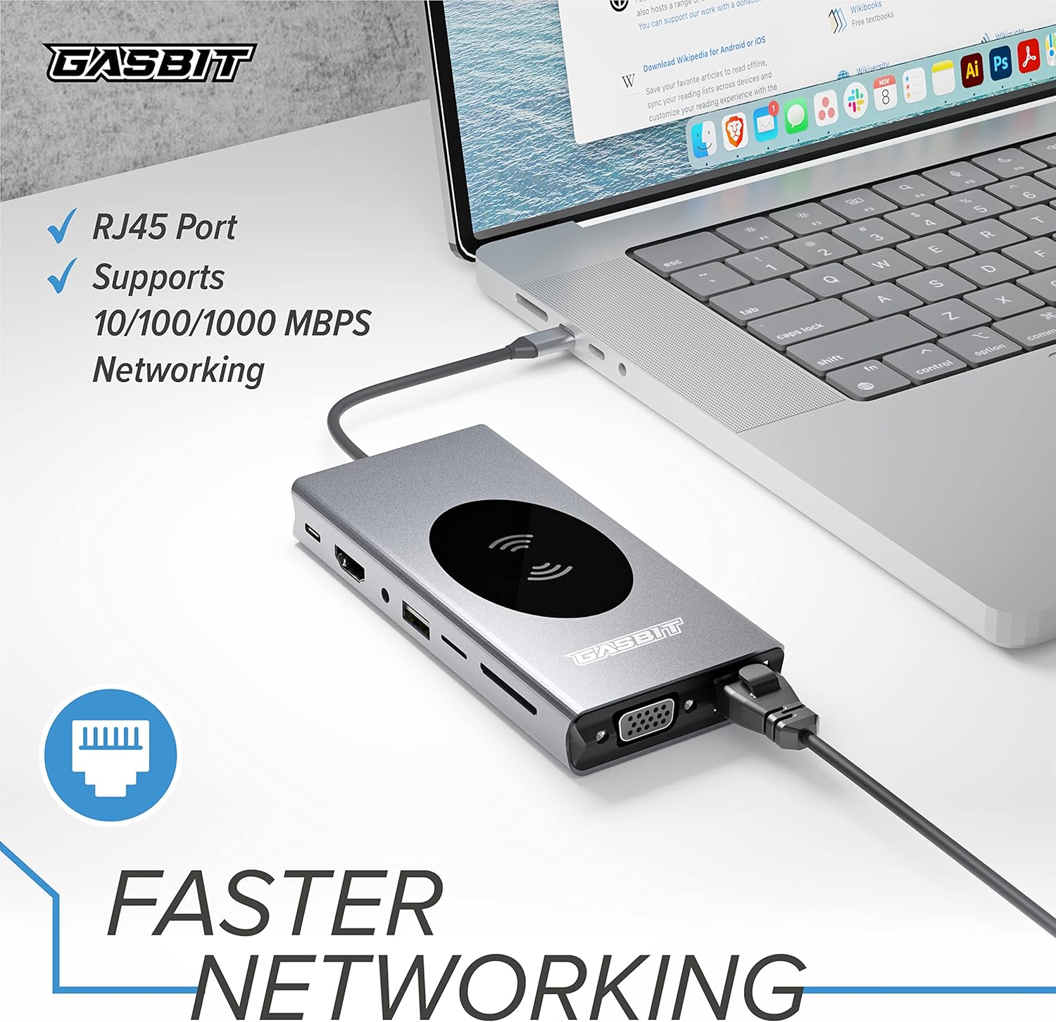 15-in-1 USB C Hub Multiport Adapter with Wireless Phone Charger K210159