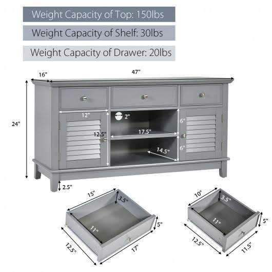 Gray TV Stand Media Console with Drawers Cabinets J61060