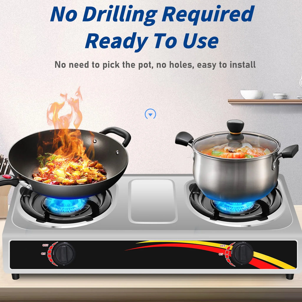 Portable Propane Double Burner Camping Stove Z77005