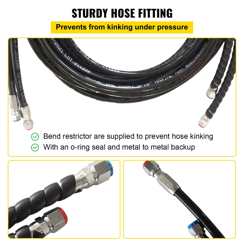 Hydraulic Steering Hose Kit, 2 Pcs 24 ft Boat Hose Kit S1919