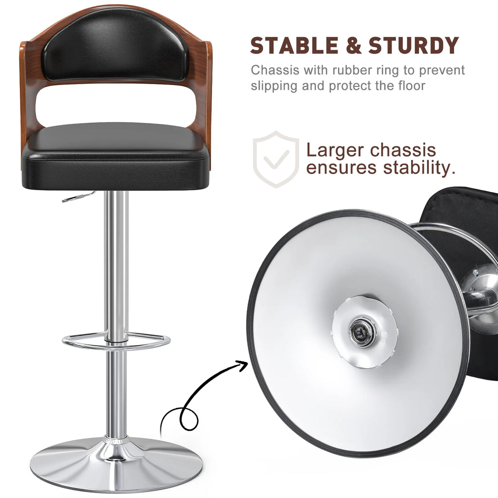 Set of 4 Adjustable PU Leather Swivel Bar Stools S55948