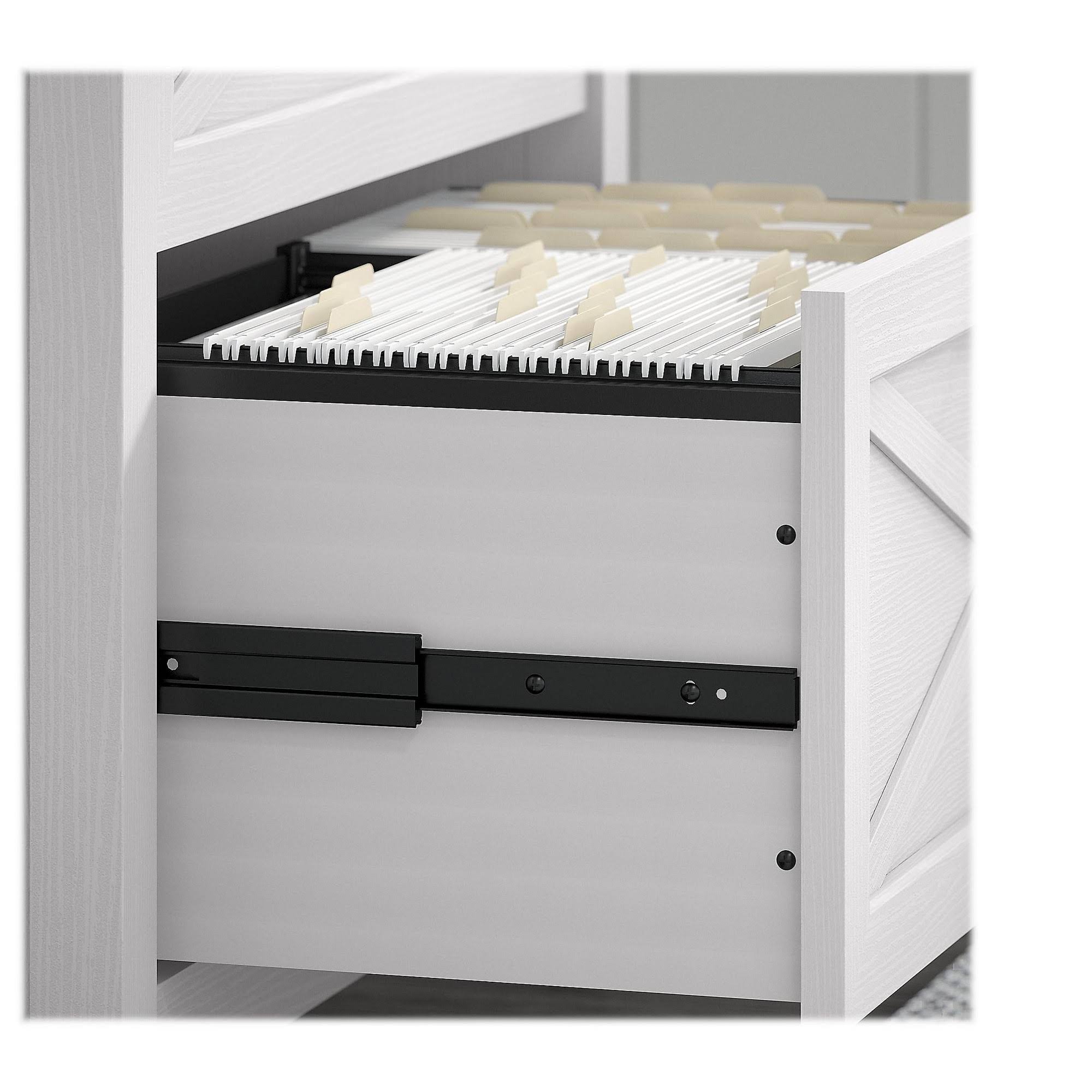 60W L Shaped Desk with Mobile File Cabinet and Desktop Organizers, Pure White Oak I46567
