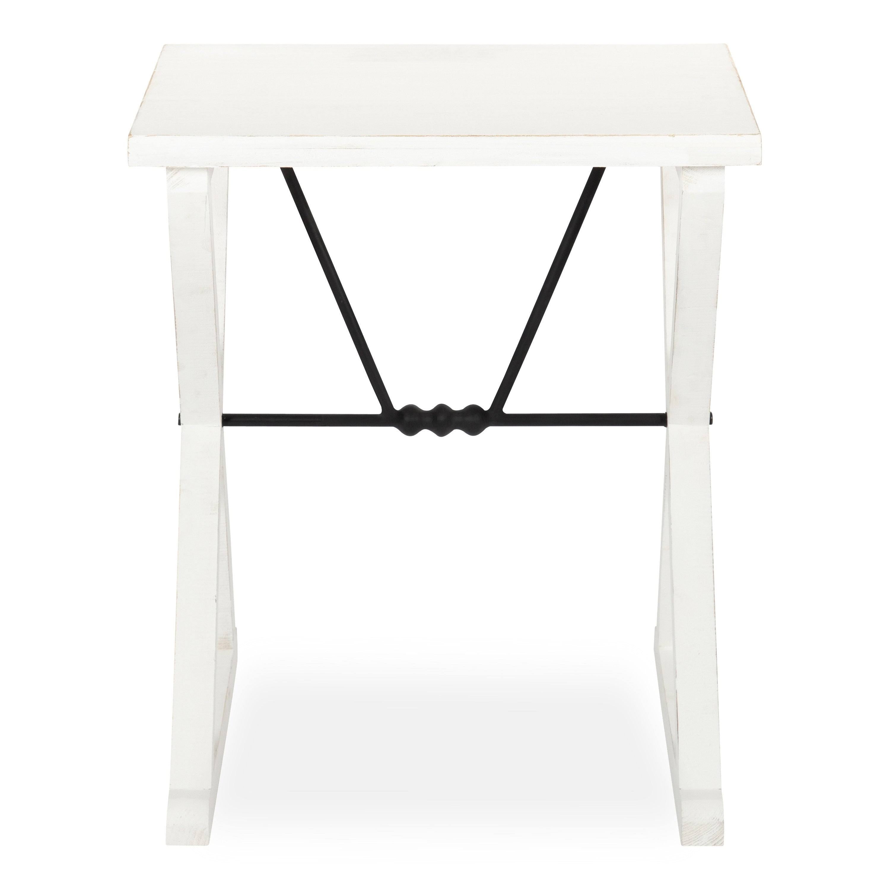 White Wood and Metal Side Table N37161