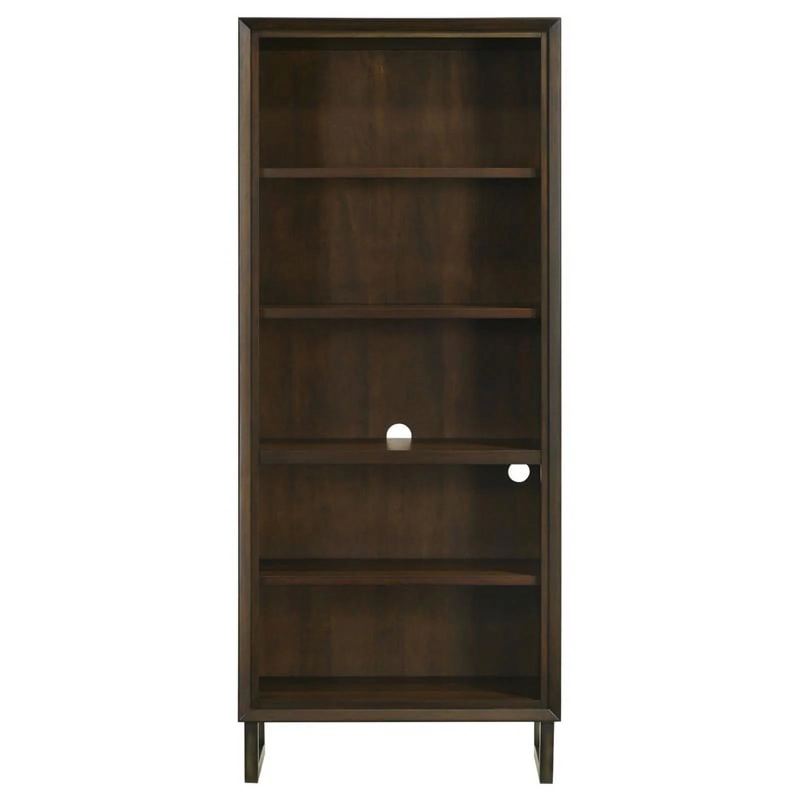 4-shelf Wood Bookcase Dark Walnut and Gunmetal T63178