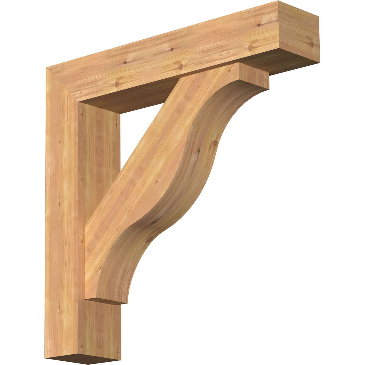 7 1/2x22W x 36x22D x 36x22H Smooth Bracket with Offset Brace, Western Red Cedar T454