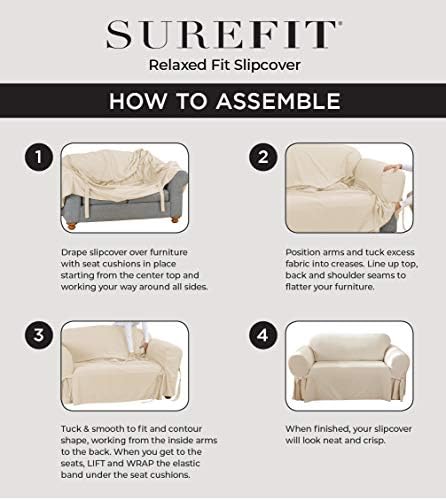 White T-Cushion Sofa Slipcover X946