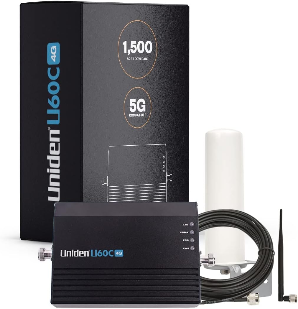 Cell Phone Signal Booster with Omni Whip Antenna, 5G Ready, Up to 1,500 sq ft X151