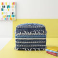 Square Striped Pouf Ottoman Y98866