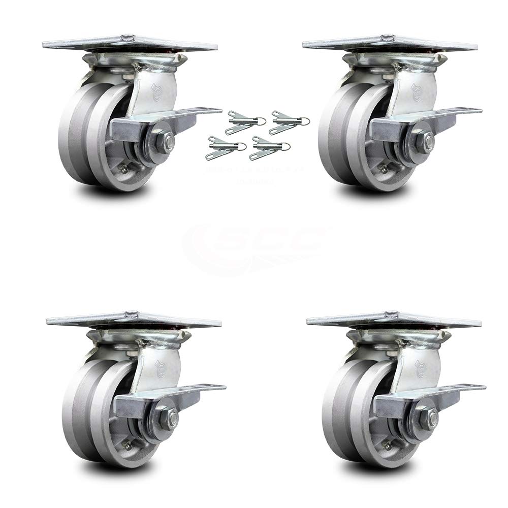 Heavy Duty Swivel Caster with 4 x 2 Silver Wheel, 800 lbs Capacity, Pack of 2 D75132