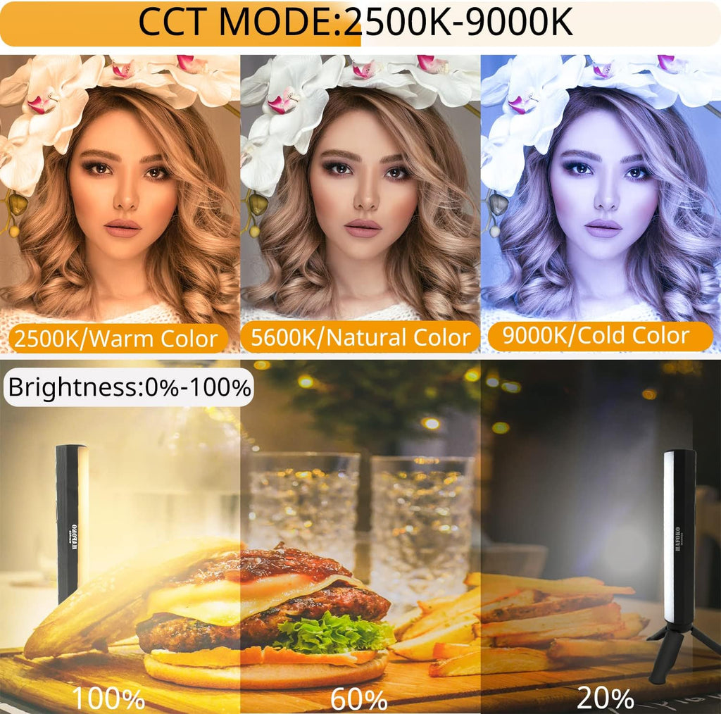 Handheld RGB Light Wand Video LED Lighting Photography Light Vlog Magnetic CRI95+ 2500K-9000K Built-in Battery 3000mAh Pack of 2 V584