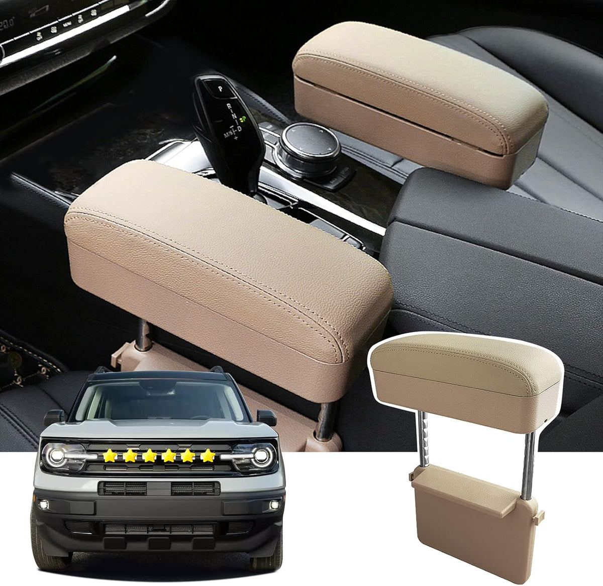 White Adjustable Height Armrest Pad for Cars B447058