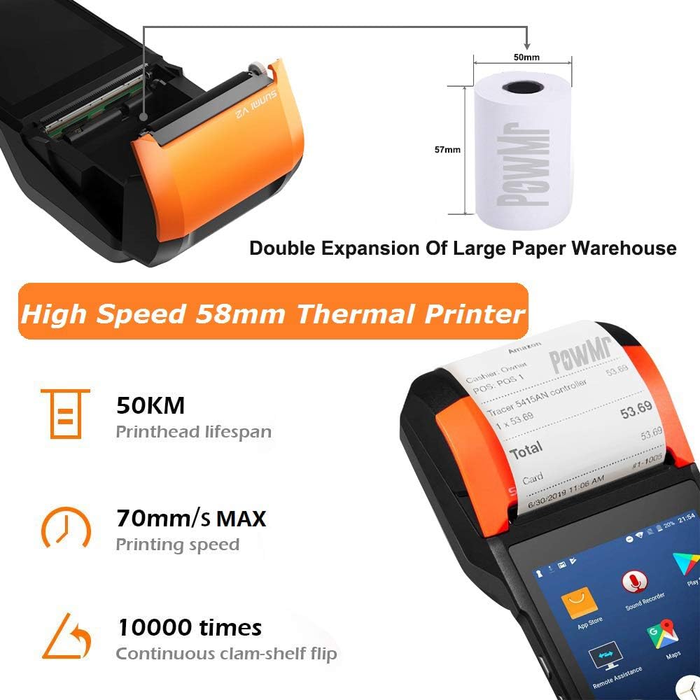 58mm Thermal POS Receipt Printer with Android 7.1 OS 5.45 Touch Screen E4463