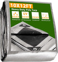 10x12ft Heavy Duty Reinforced Poly Tarp Waterproof Tarpaulin Ground Sheet with Eyelets Pack of 2 V7962