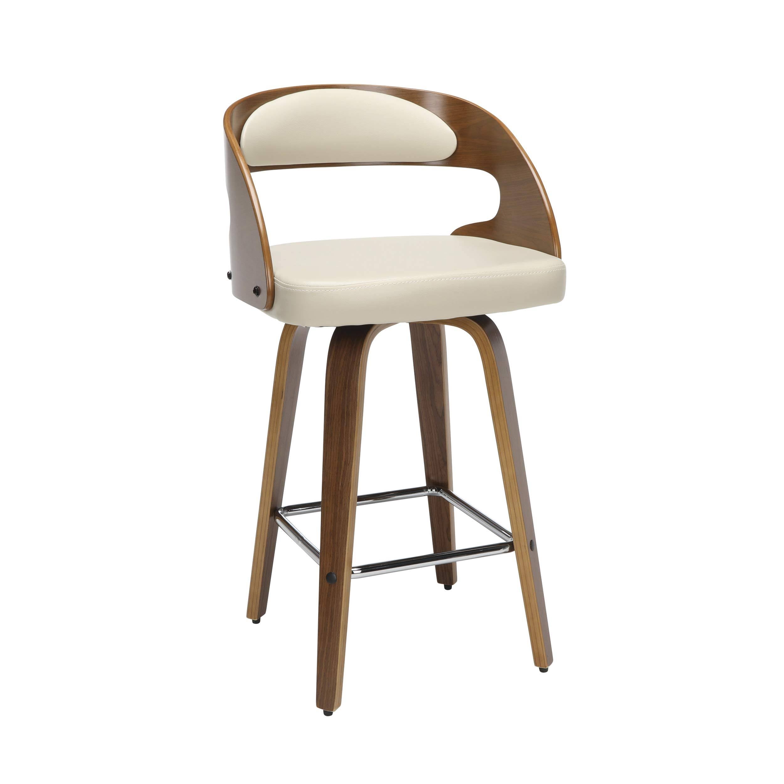 Ivory Bentwood Vinyl Swivel Stool E643