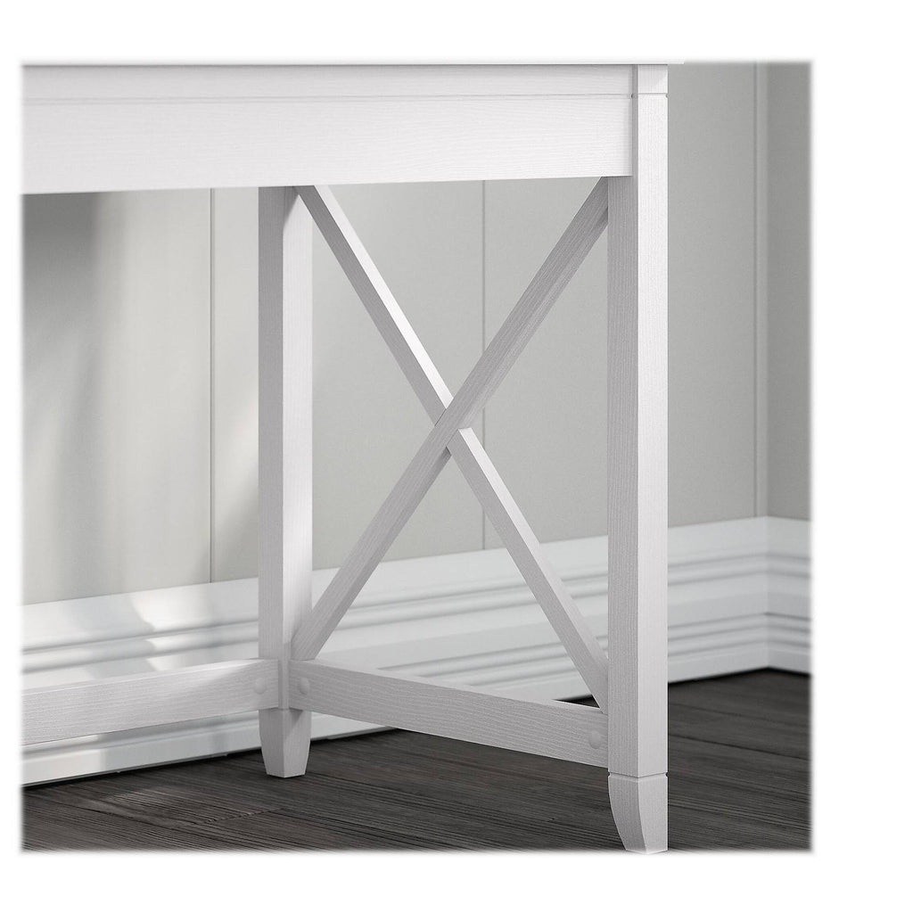 60W L Shaped Desk with Mobile File Cabinet and Desktop Organizers, Pure White Oak I46567