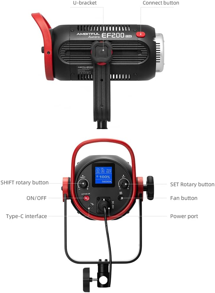 LED Video Light, 200W 5600K, CRI 95, TLCI 97, Bowens Mount H2002