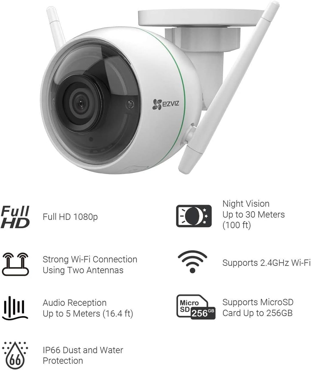 1080P WiFi Outdoor Security Camera with Night Vision, 2 Pack E1080