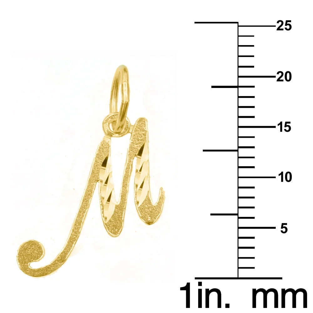 14K Yellow Gold Diamond-Cut Initial Pendant Necklace with 22" Chain X601888