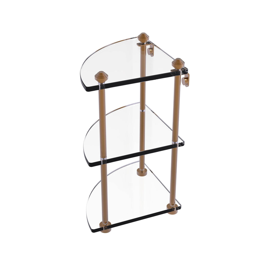 Three Tier Corner Glass Shelf - Brushed Bronze C33206